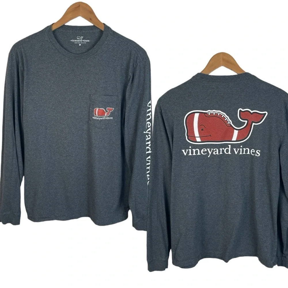 LS167 Men’s Vineyard Vines Whale Brand Pocket Football Shirt M